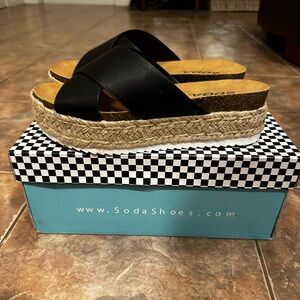 Black platform sandals